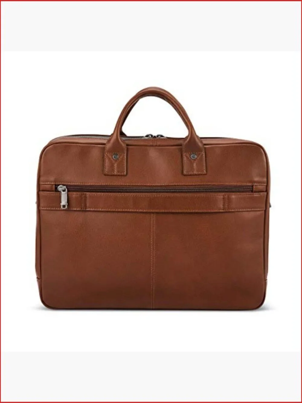 Top Grain Leather Toploader Briefcase with Padded Laptop Sleeve